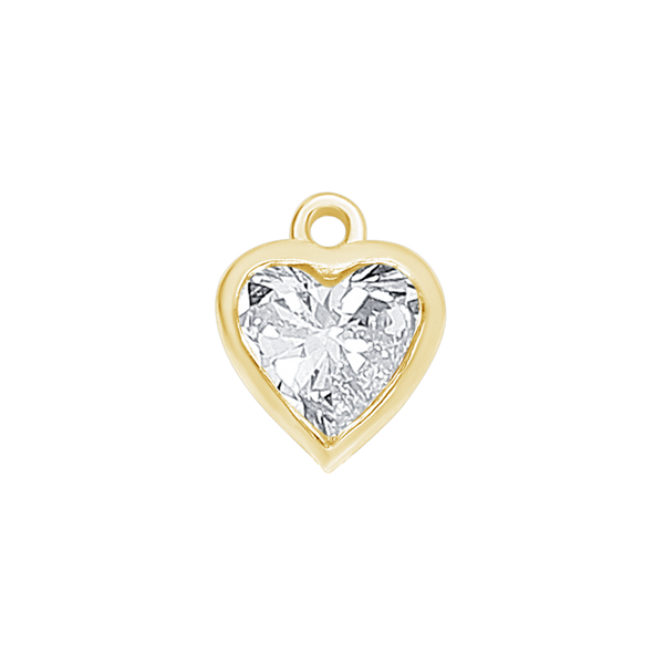 Diamond or Gemstone Heart Bezel Drop Charm in 14K Yellow Gold