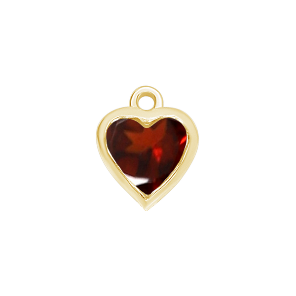 Diamond or Gemstone Heart Bezel Drop Charm in 14K Yellow Gold