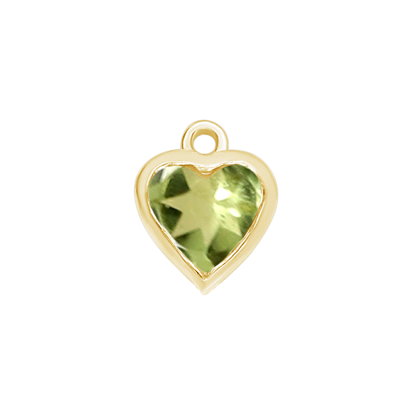 Diamond or Gemstone Heart Bezel Drop Charm in 14K Yellow Gold