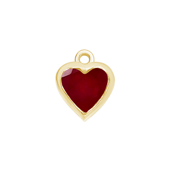 Diamond or Gemstone Heart Bezel Drop Charm in 14K Yellow Gold