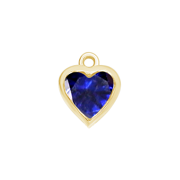 Diamond or Gemstone Heart Bezel Drop Charm in 14K Yellow Gold