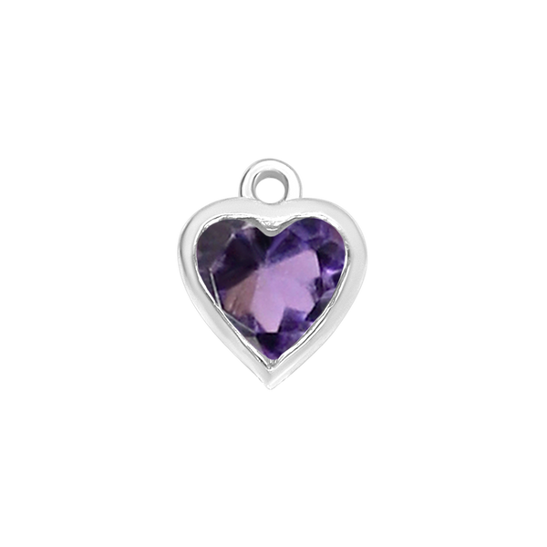 Diamond or Gemstone Heart Bezel Drop Charm in 14K White Gold