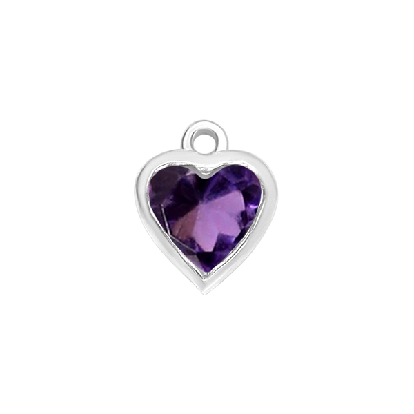 Diamond or Gemstone Heart Bezel Drop Charm in 14K White Gold