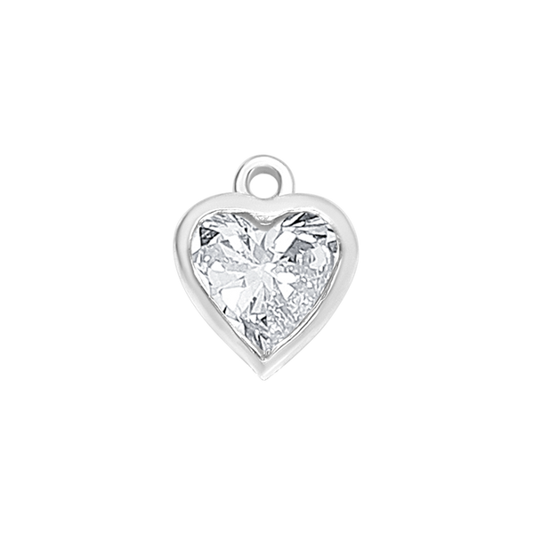 Diamond or Gemstone Heart Bezel Drop Charm in 14K White Gold