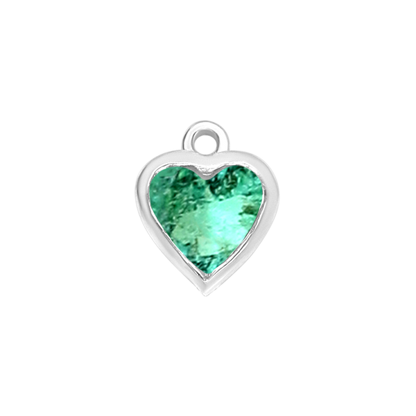 Diamond or Gemstone Heart Bezel Drop Charm in 14K White Gold