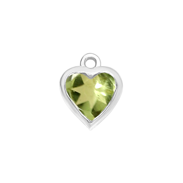 Diamond or Gemstone Heart Bezel Drop Charm in 14K White Gold