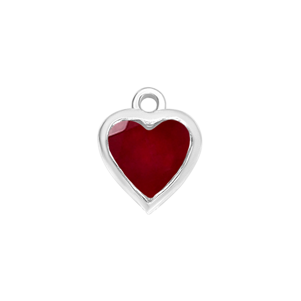 Diamond or Gemstone Heart Bezel Drop Charm in 14K White Gold