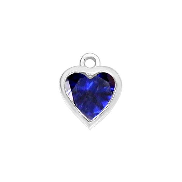 Diamond or Gemstone Heart Bezel Drop Charm in 14K White Gold