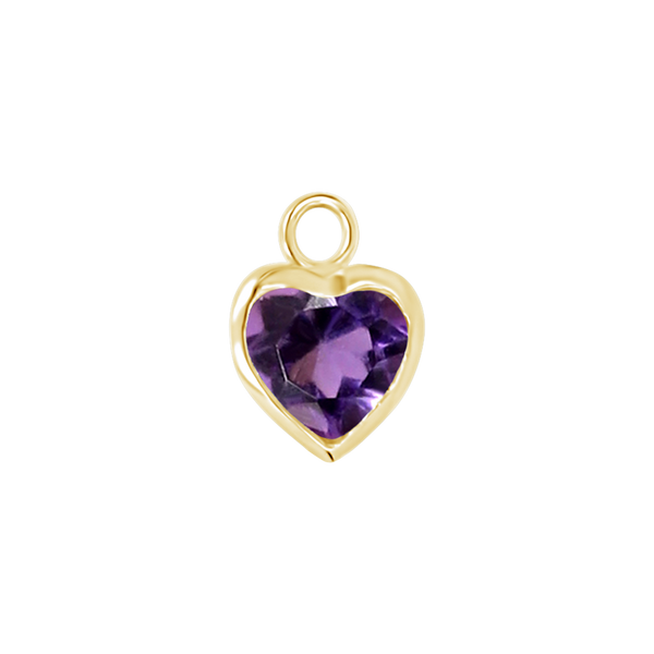 Diamond or Gemstone Heart Bezel Drop Charm in 14K Yellow Gold