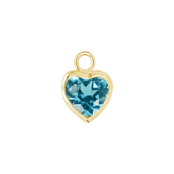 Diamond or Gemstone Heart Bezel Drop Charm in 14K Yellow Gold