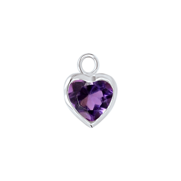 Diamond or Gemstone Heart Bezel Drop Charm in 14K White Gold