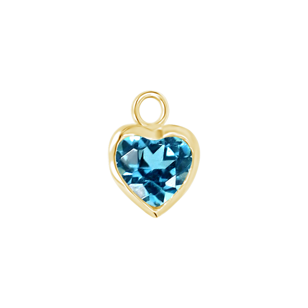 Diamond or Gemstone Heart Bezel Drop Charm in 14K Yellow Gold