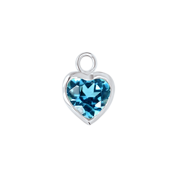 Diamond or Gemstone Heart Bezel Drop Charm in 14K White Gold