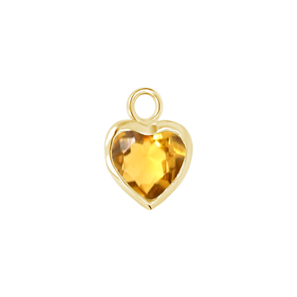 Diamond or Gemstone Heart Bezel Drop Charm in 14K Yellow Gold