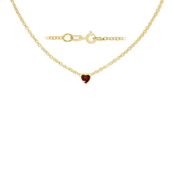 Diamond or Gemstone Heart Bezel in 14K Yellow Round Cable Necklace (16-18" Extension)