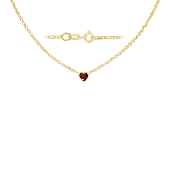 Diamond or Gemstone Heart Bezel in 14K Yellow Diamond Cut Cable Necklace (16-18" Extension)