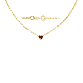 Diamond or Gemstone Heart Bezel in 14K Yellow Diamond Cut Cable Necklace (16-18" Extension)