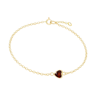 Diamond or Gemstone Heart Bezel Charm in 14K Yellow Round Cable Bracelet