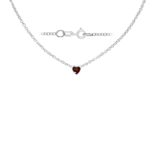 Diamond or Gemstone Heart Bezel in 14K White Round Cable Necklace (16-18" Extension)