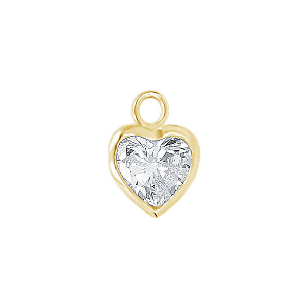 Diamond or Gemstone Heart Bezel Drop Charm in 14K Yellow Gold