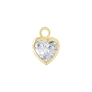 Diamond or Gemstone Heart Bezel Drop Charm in 14K Yellow Gold