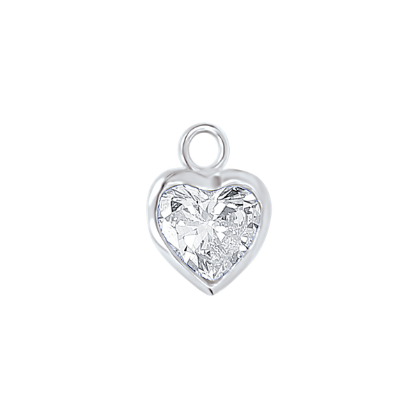 Diamond or Gemstone Heart Bezel Drop Charm in 14K White Gold