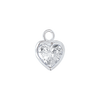 Diamond or Gemstone Heart Bezel Drop Charm in 14K White Gold