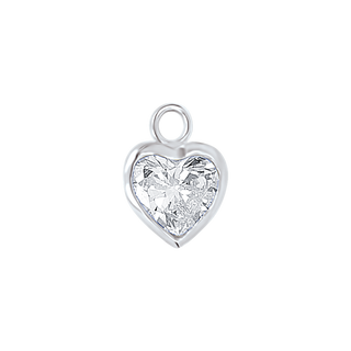Diamond or Gemstone Heart Bezel Drop Charm in 14K White Gold