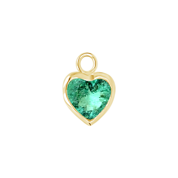 Diamond or Gemstone Heart Bezel Drop Charm in 14K Yellow Gold