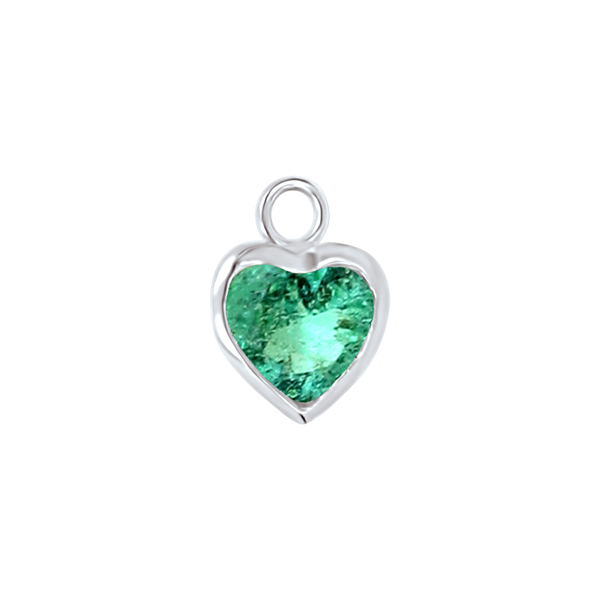 Diamond or Gemstone Heart Bezel Drop Charm in 14K White Gold