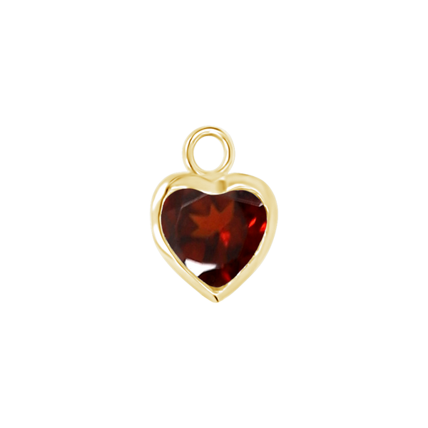 Diamond or Gemstone Heart Bezel Drop Charm in 14K Yellow Gold