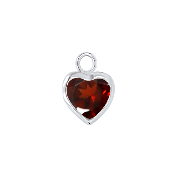 Diamond or Gemstone Heart Bezel Drop Charm in 14K White Gold