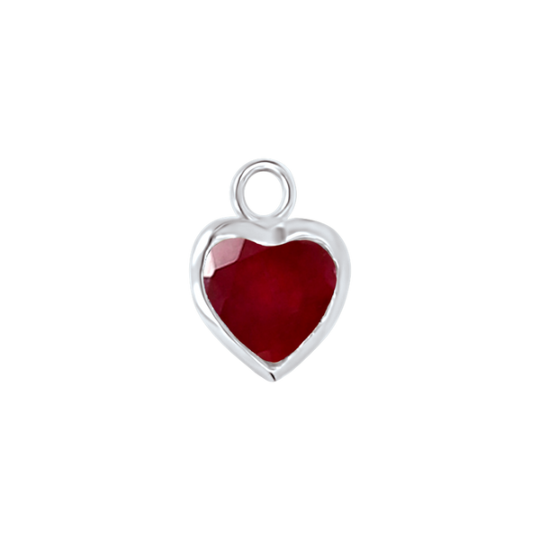 Diamond or Gemstone Heart Bezel Drop Charm in 14K White Gold