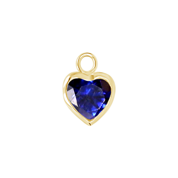 Diamond or Gemstone Heart Bezel Drop Charm in 14K Yellow Gold