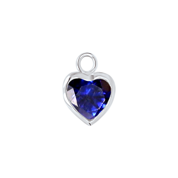 Diamond or Gemstone Heart Bezel Drop Charm in 14K White Gold