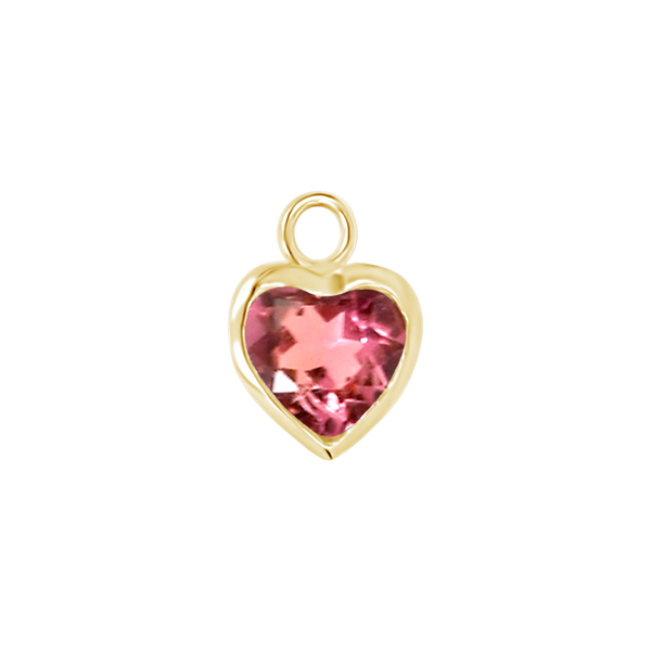 Diamond or Gemstone Heart Bezel Drop Charm in 14K Yellow Gold