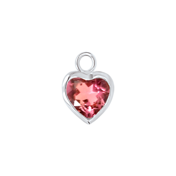 Diamond or Gemstone Heart Bezel Drop Charm in 14K White Gold