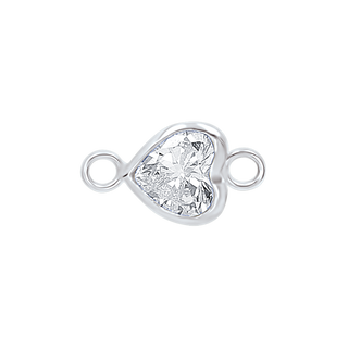 Diamond or Gemstone Heart Bezel Bracelet/Necklace Charm in 14K White Gold