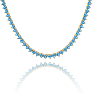 Tennis Necklace with Blue Topaz Stones (December Birthstones) in 14K Gold (1.75 mm - 4.0 mm)
