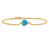 Diamond or Gemstone Heart Bezel Charm in 14K Yellow Diamond Cut Cable Bracelet