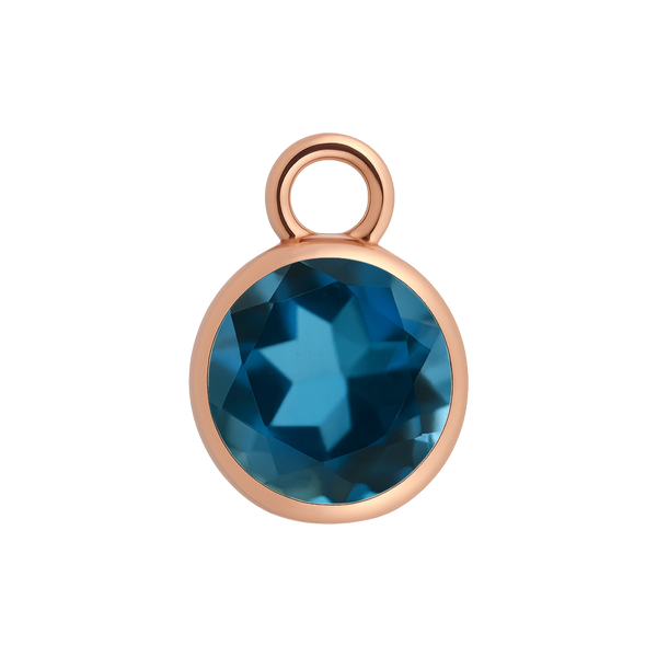 Diamond or Gemstone Bezel Drop Charm in 14K Pink Gold
