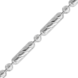 Bulk / Spooled Diamond Cut Alternating Long Cylinder / Round Bead Chain in Sterling Silver (2.30 mm)