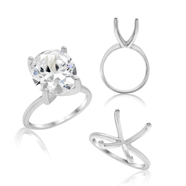 Oval 4 Prong High TIF Style Solitaire (5mm-15mm)