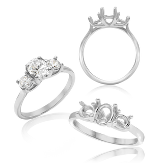 Oval Lucida 4 Prong with Side Stones