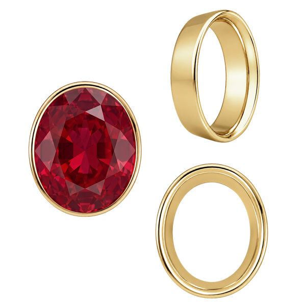 Oval Tapered Bezels in 14K Gold (3.50 x 2.00 mm - 13.00 x 11.00 mm)