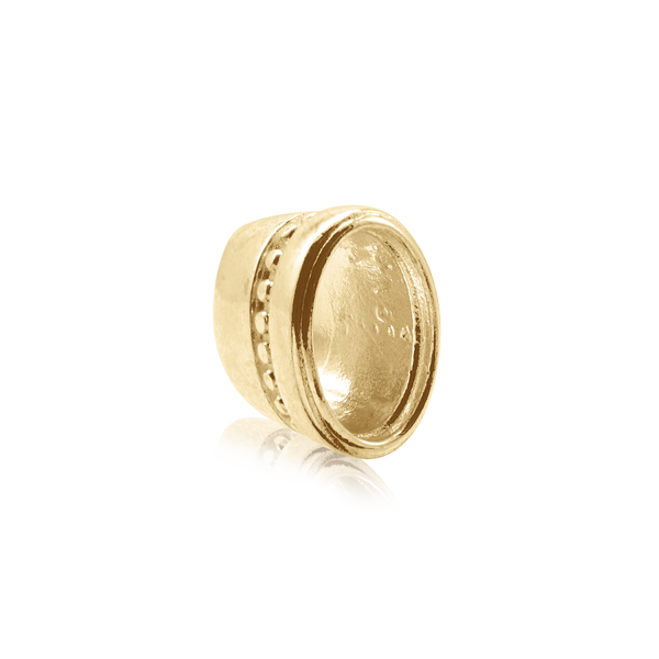 Oval High Bezel with Beaded Detail in 14K Gold (6.00 x 4.00 mm - 12.00 x 10.00 mm)