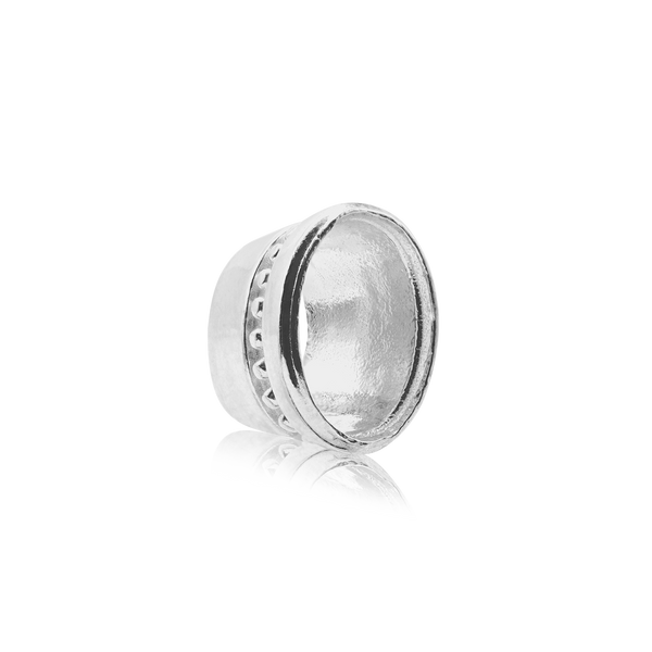 Oval High Bezel with Beaded Detail in Sterling Silver (6.00 x 4.00 mm - 12.00 x 10.00 mm)