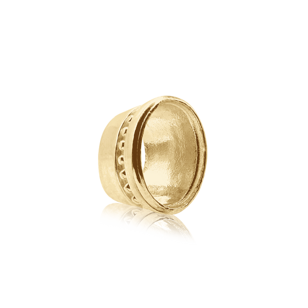 Oval High Bezel with Beaded Detail in 14K Gold (6.00 x 4.00 mm - 12.00 x 10.00 mm)