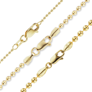 Finished Round Bead Necklace in 18K Yellow Gold (1.20 mm - 2.50 mm)