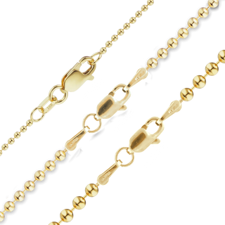 Finished Round Bead Necklace in 18K Yellow Gold (1.20 mm - 2.50 mm)